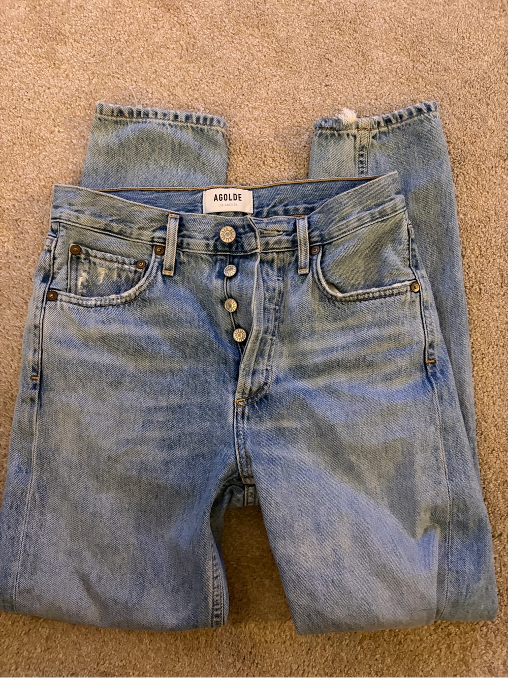 AGOLDE Jamie High Rise Classic Distressed Jeans Light Wash Size 25